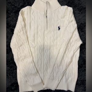 Ralph Lauren Men's Cream Cable Knit Zip Sweater Men’s Size Medium